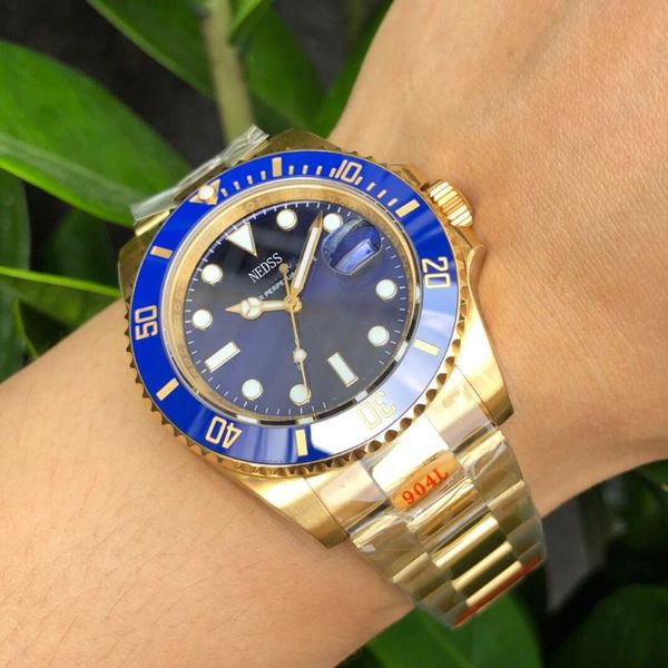 

wristwatches 2021 arrivals luxury men's automatic mechanical watches gold stainless steel watch waterproof reloj hombre 40mm, Slivery;brown