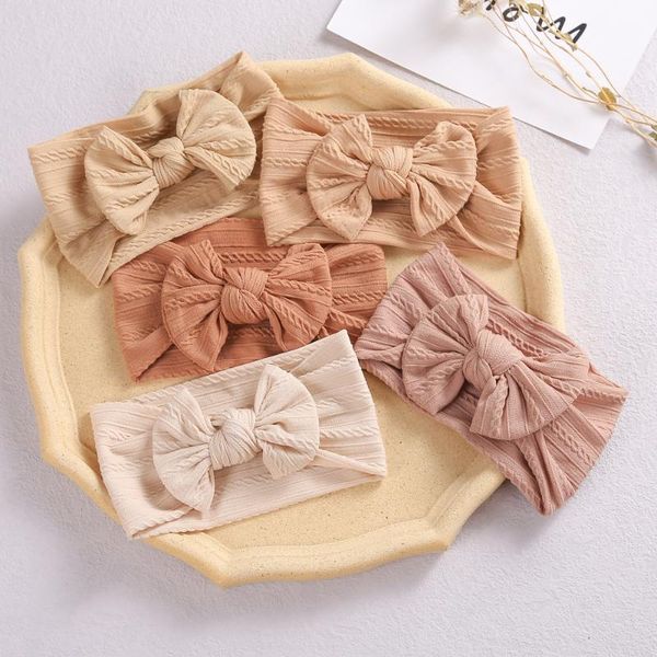 

hair accessories 32 colors baby band for girls bow elastic headbands twisted cable design turban kids headware, Slivery;white