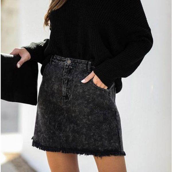 

skirts 38#fashion womens summer skirt jeans high waist slim splice denim black shorts beach mini faldas mujer moda