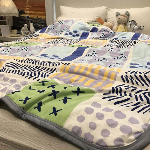 

blankets knitted summer cool quilt ins literature and art nordic simple single double thin core air-conditioned sofa bed blanket