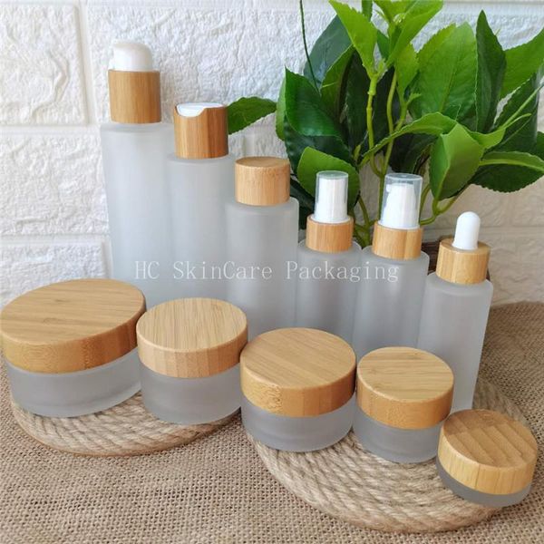 

storage bottles & jars cosmetic bulk 5g 15g 30g 50g 100g clear frosted glass cream small size bamboo face jarÂ cosmetic packaging
