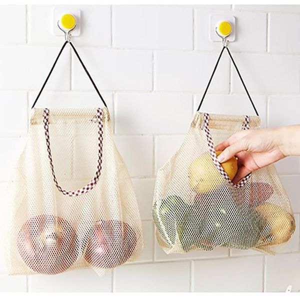

kitchen fruit and vegetable storage bag mesh suction cup bathroom organiser toy boxes & bins