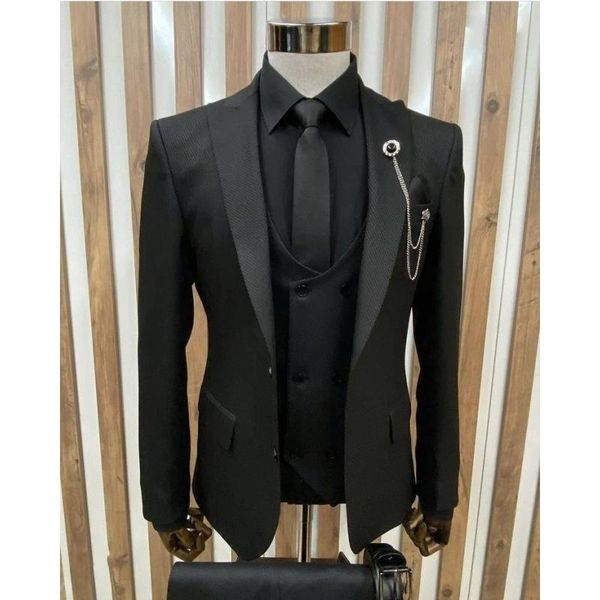 

men's suits & blazers 2022 designer black wedding men groom tuxedos business prom party blazer coat (jacket+pants+vest) costume homme m, White;black