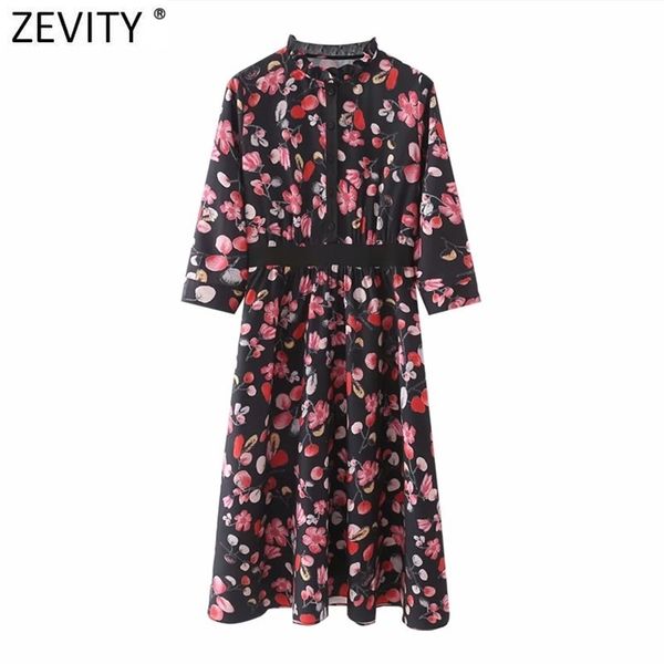 

women elegant o neck agaric lace print patchwork shirt dress female chic kimono vestido casual slim cloth ds5027 210420, Black;gray