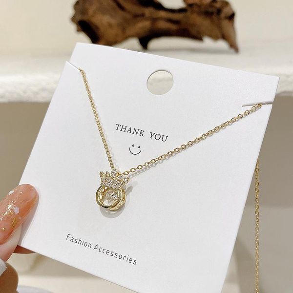 

pendant necklaces necklace vintage goth crown zircon latest wedding lady party chain jewelry for women 2021 items, Silver
