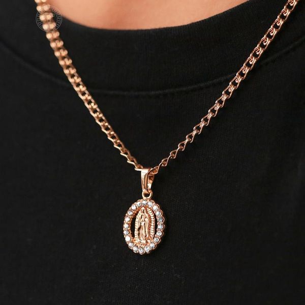 

pendant necklaces prayer necklace for womens oval 585 rose gold filled cz snail link chain charm jesus religion jewelry wholesale lgp439, Silver