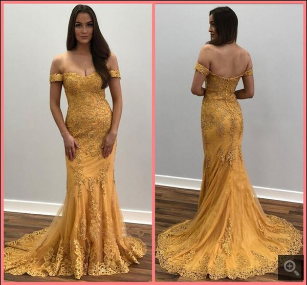 

2021 vestido de festa gold lace appliques prom dresses beaded off the shoulder short sleeve v neckline vintage formal party gowns court trai, Black
