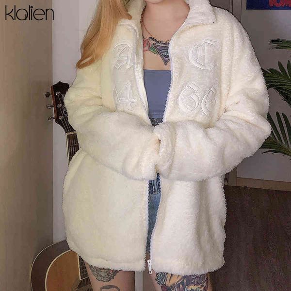 

autumn winter thicken fashion hoodie simple solid white casual loose women coat new korean office lady jacket, Black