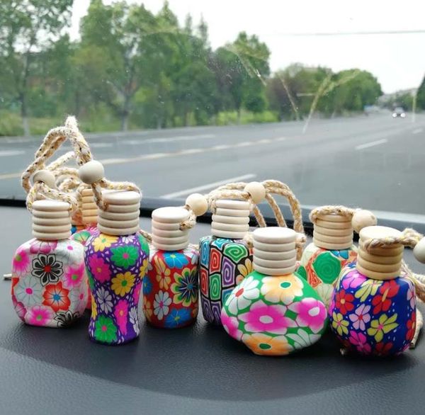 Polímero argila carro perfume garrafa carros pendurado decoração Óleos essencial difusores perfumes frascos de pingente fragrância ar fresher ornamento sn2531