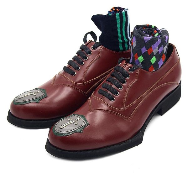

dress shoes england style winter formal men oxford pointed toes genuine leather handmade brown wedding for me, Black
