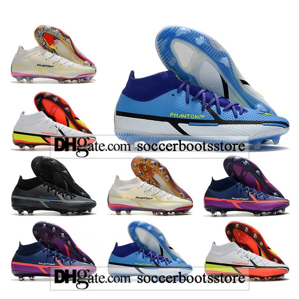 

gift bag kids high ankle football boots recharge phantom gt ii 2 elite dynamic fit fg ag firm ground cleats mens outdoor neymar acc gt2 moti, Black