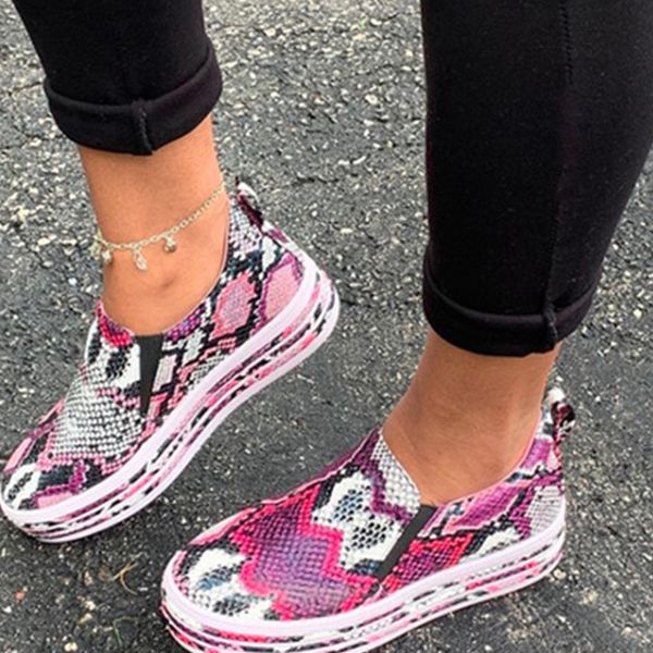 

women printing loafer woman snake pattern vulcanized womens casual sneakers female slip on flat platform ladies walking shoes