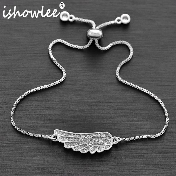 

charm bracelets ishowlee silver angle bracelet with pave setting cubic zirconia amulets chain for women girls gift jewelry slb25, Golden;silver