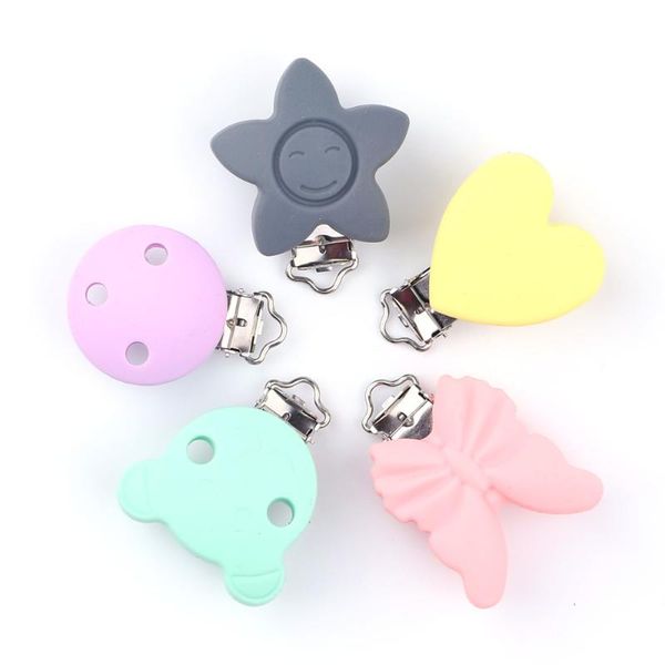 

pacifiers# dhl 200pcs carton shaped pacifier clips silicone bead teether teething accessories holder nipple clasps toy