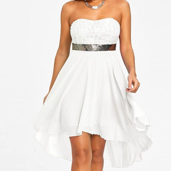 

bohemian beach dress women party full off shoulder waist chiffon bandeau irregular sundress women's swimwear, White;black