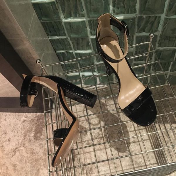 

brand women's classic shoes luxury designer sandals for woman genuine leather round toe high heels 34-40, Black