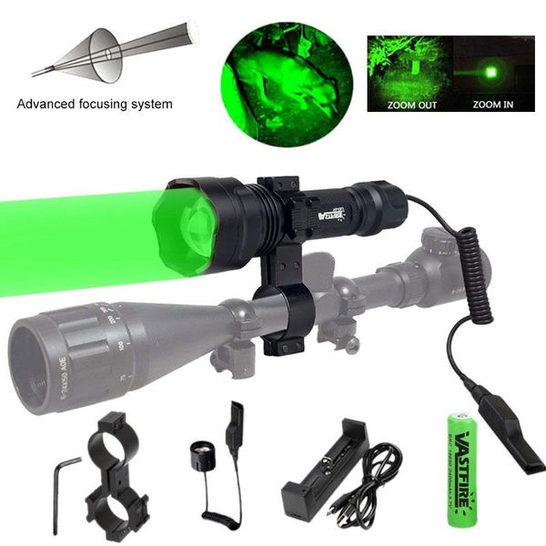

flashlights torches yard zoomable red/white varmint torch ir 850nm night hunting lantern+rail mount+switch+18650+charger tor