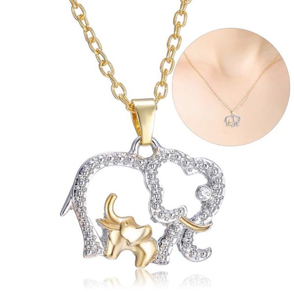 

pendant necklaces double elephant for women 2021 fashion style mama baby pendants female jewelry mom gifts, Silver