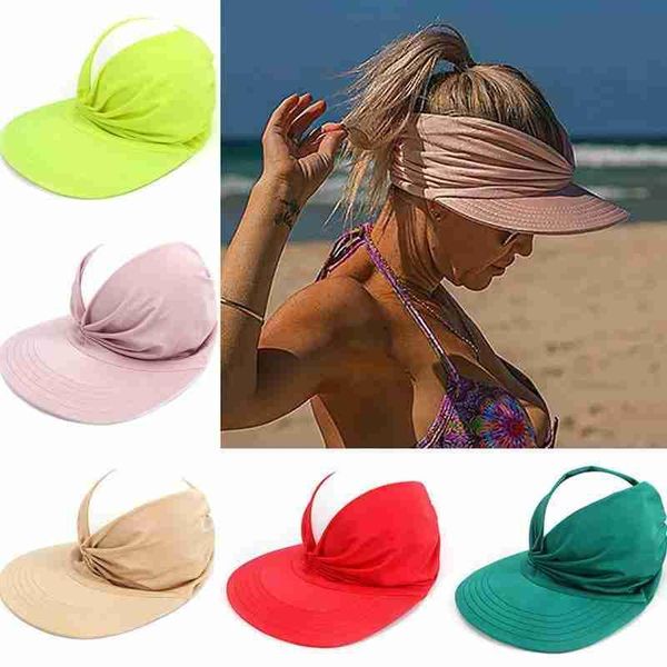 

summer hat women's sun visor anti-ultraviolet elastic hollow empty wide brim hats, Blue;gray