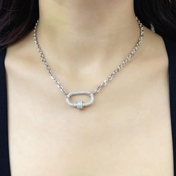 Chokers Fashion Chain moderna de grossa quadrado simples colar de garganta de zircão para mulheres colares de cores de prata ZK30