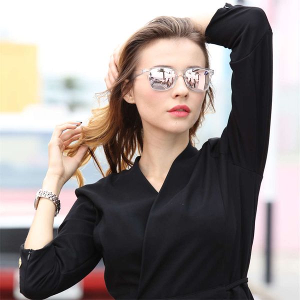 

sunglasses leonlion sunglasses women polarized uv400 men night vision transparent frame eyewear male mirror reflective clout goggles, Black