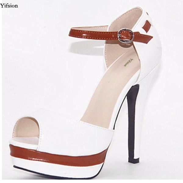 

olomm stylish women platform sandals thin high heels shoes peep toe white party us plus size 4-.5 dress, Black