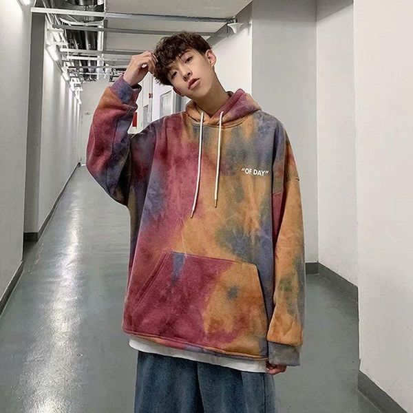 

men's hoodies & sweatshirts printed hoodie men women pullover autumn korea style gradient long sleeve clothing loose hoody sudaderas, Black
