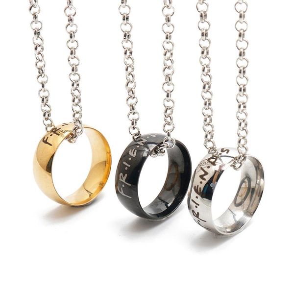 

amercian tv show friends necklace fashion titanium steel jewelry engraved f.r.i.e.n.d.s logo pendant chains buddy drop, Silver
