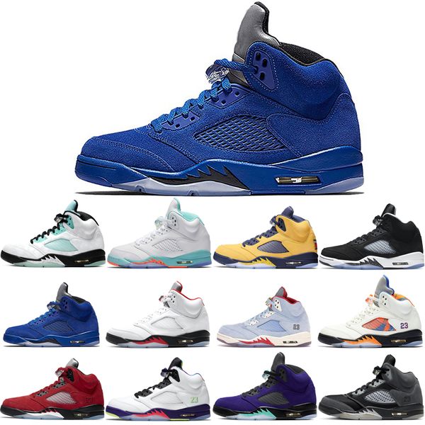

man basketball shoes 5 5s fire red alternate grape ice blue suede international laney royal metallic silver oreo space jam 3 trainers outdoo