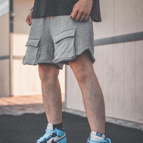 

running shorts summer sports men's korean loose straight multi-pocket and comfortable five-point pants training, Black;blue