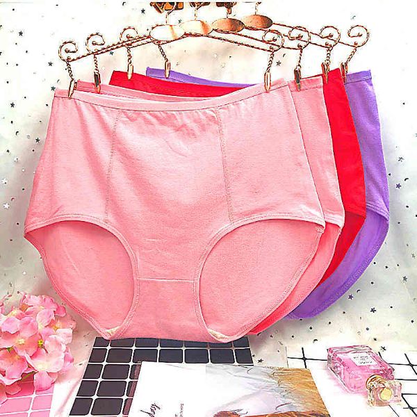 

lady plus obesity mm200kg cotton high waist middle aged underwear, Black;pink