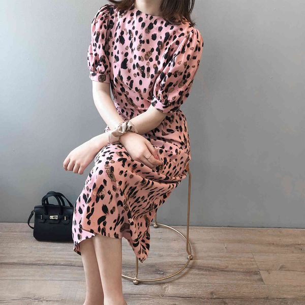 

casual dresses summer women leopard print o-neck lace-up slim elegant boho long vestidos femme streetwear my0n, Black;gray