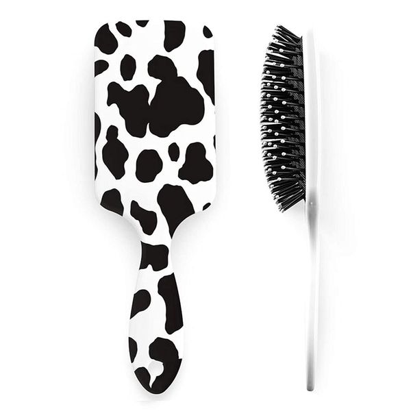 Vaca Impressão Cabelo Escova Meninas Cabelo Calval Massagem Pente Mulheres Molhado Encaracolado Detangle Hairbrush Hairdressing Styling Ferramenta