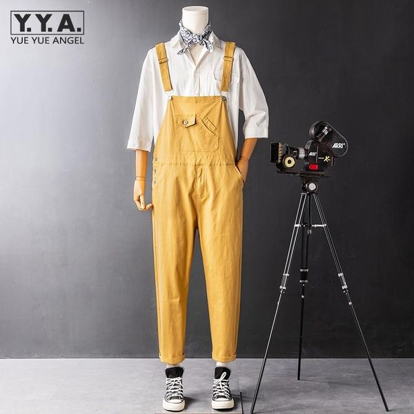 

men's pants vintage men casual long bib overalls pockets streetwear cargo straps hip hop slim fit jumpsuit plus size 4xl, Black
