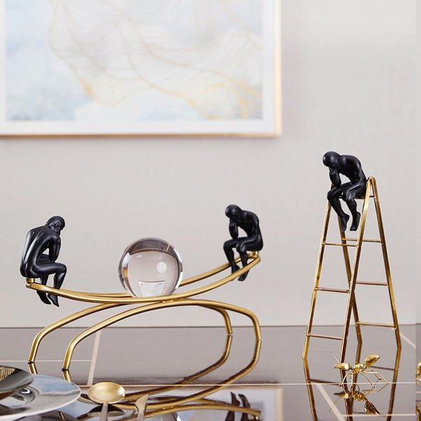 

decorative objects & figurines [hht] modern character ornaments thinker ladder crystal ball home decoration living room wine cabinet study o