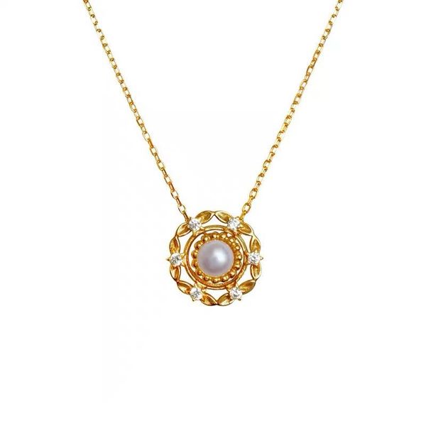 

chains elegant pearl pendant necklace for lady fashion vintage charm chain jewelry presents, Silver