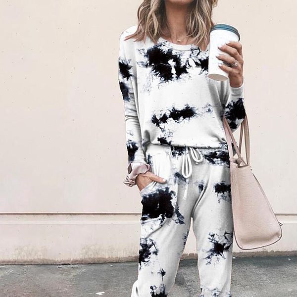 

autumn tracksuit 2 piece set women tracksuits tie dye sets casual outfits joggers sportsuit loose sweatpants plus size, Gray