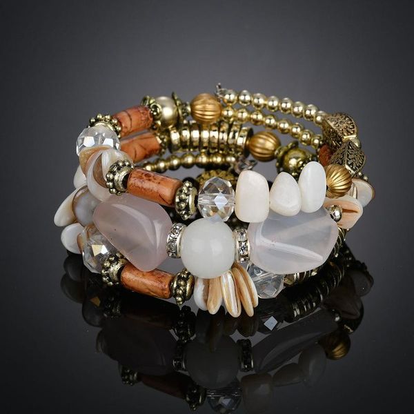 

beaded, strands sevenjuly colorful beads elastic bracelet gift, Black