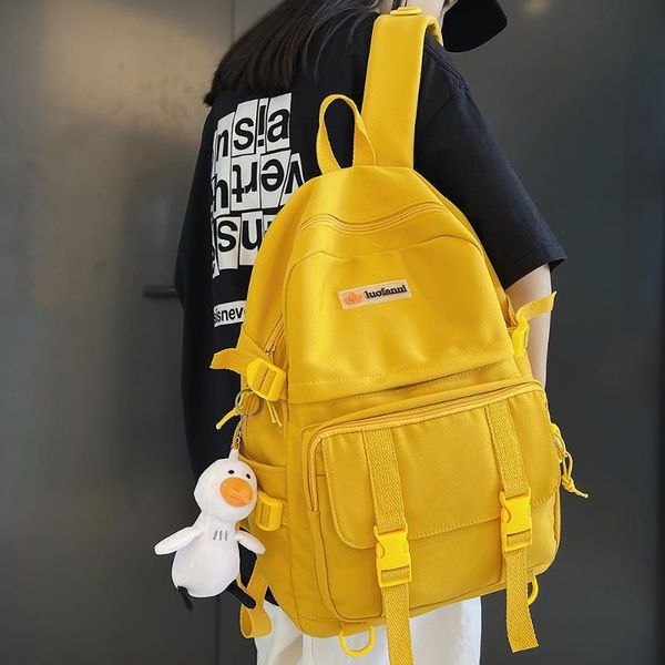 

backpack female male waterproof bag cool women men trendy lady travel solid color harajuku college girl boy student