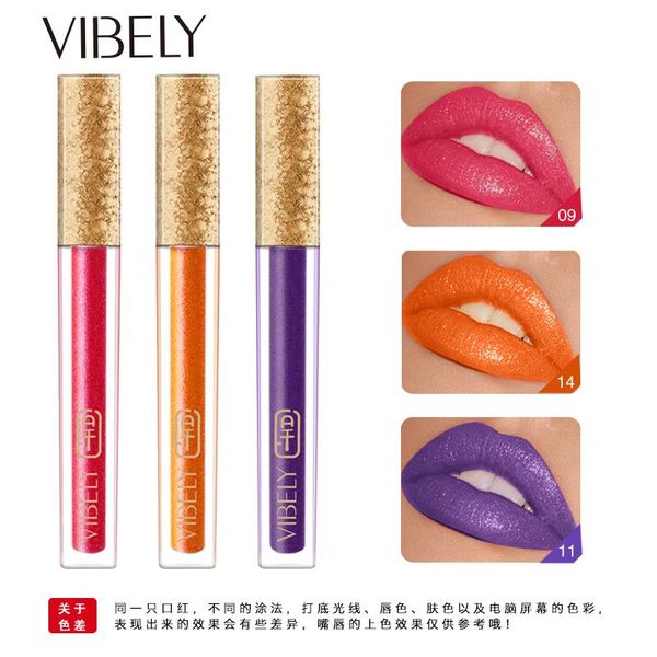 

liquid lipstick matte lip gloss cosmetic diamond long lasting waterproof 15 color
