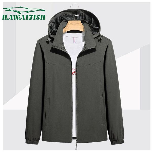 

men's jackets hawaifish brand jacket solid hooded autumn outer wear leisure sports windproof veste homme plus size 8xl, Black;brown