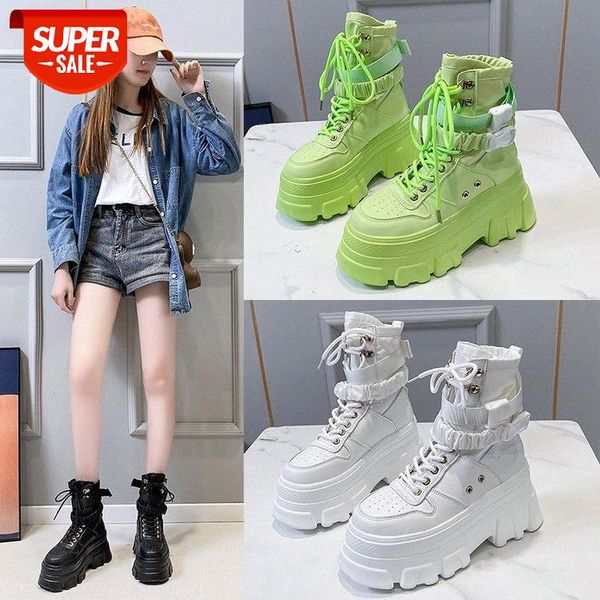 

british style martin boots women's autumn thick soled high short handsome motorcycle ins fashion cool #ew3a, Black