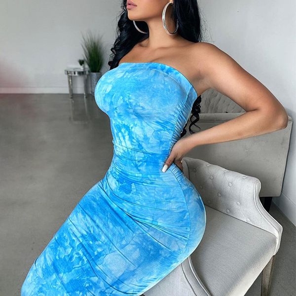 

casual dresses fashion off shoulder tube dress summer women tie dye print basic bodycon sundress strapless stretchy bandage robe femme y4hd, Black;gray