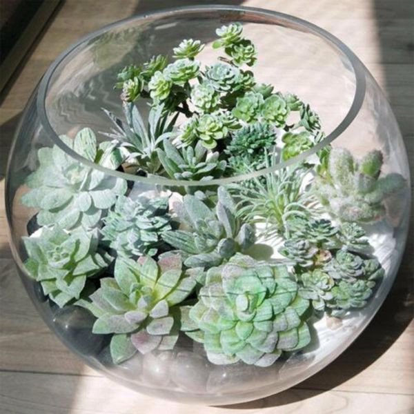 

decorative flowers & wreaths 14 pcs kinds of artificial succulent plants home fake floral garden decor simulation plant kit 2021