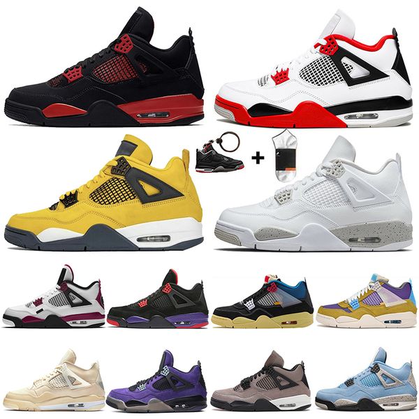

2021 arrivals white oreo university blue basketball shoes retro men women jumpman 4 4s guava ice bred red thunder off trainers sneakers 36-4