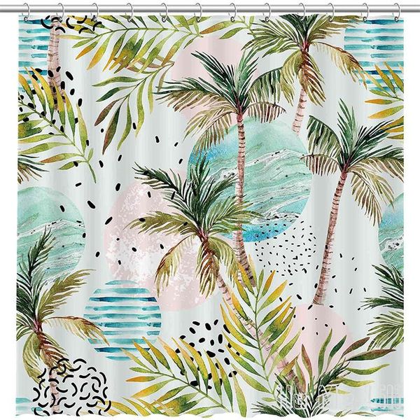 

shower curtains summer morden by ho me lili curtain palm tree leaves circular pattern bathroom decor durable print washnable with hooks