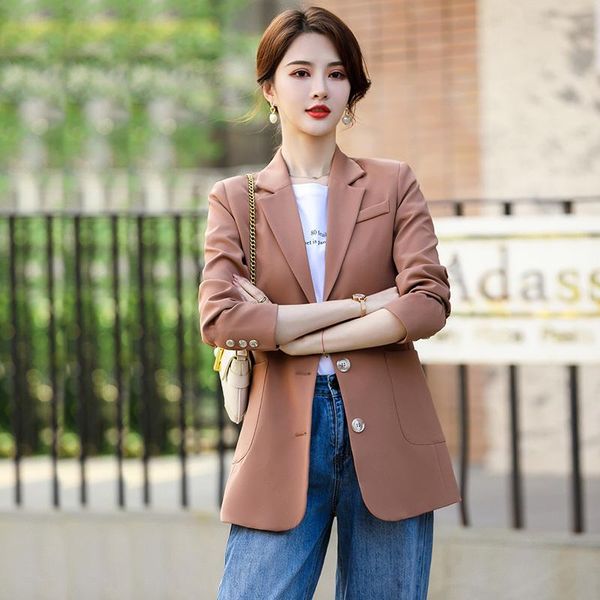 

women's suits & blazers 2021 jacket women fashion pocket loose basic coat ol styles spring autumn for business work blazer outwear, White;black