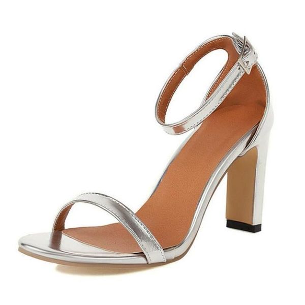 

dress shoes summer office high heels woman fairy style open-toe buckle gold sliver gladiator sandals thick-heeled size 33-43, Black