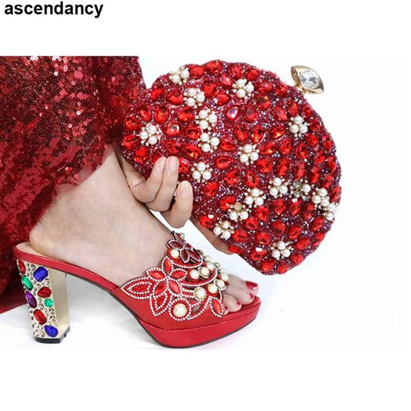 

dress shoes italian with matching bags set decorated rhinestone african party shoe and bag italy high heels women wedding, Black