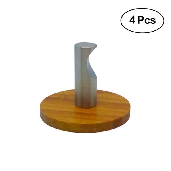 

hooks & rails 4 ppcs notchy adhesive bamboo wood stainless steel wall hangers for clothes towel holder home kitchen